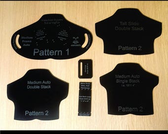 Holster Template Set Making Guide Leather Craft Custom Pattern Design Concealed Carry Kidney Carry Template Professional Quality Handgun DIY