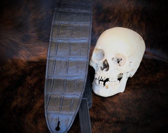 Luxury Black American Alligator Guitar Strap – Ethically Sourced, Master-Crafted Luxury for Musicians Premium Gift Reptile Made in America