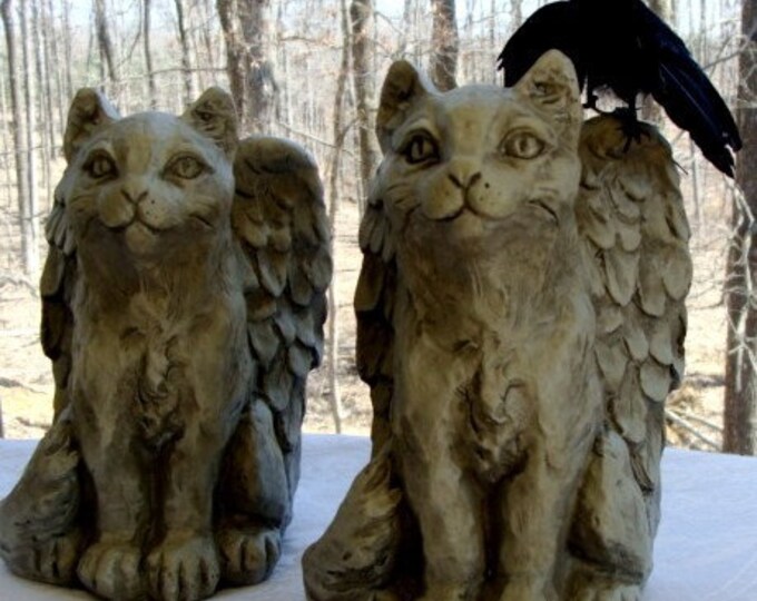 winged cat gargoyle statue