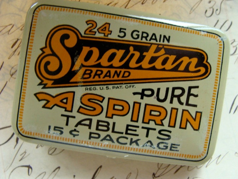 Antique Medical 1931 Unused Large Antique Vintage Aspirin Tin 