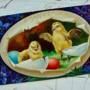 Antique 1911 Handwritten Stunning and So Vibrant  Embossed Easter Postcard