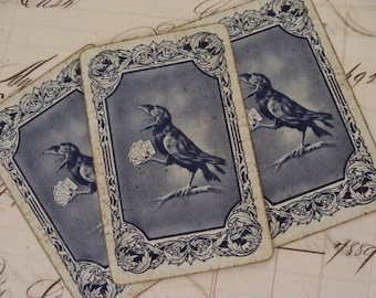 Antique Rook Cards with Creepy Ravens