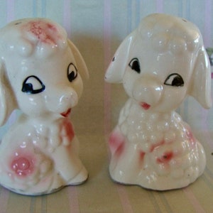 Vintage Sweet Kitsch Pink French Poodles Salt and Pepper Shakers