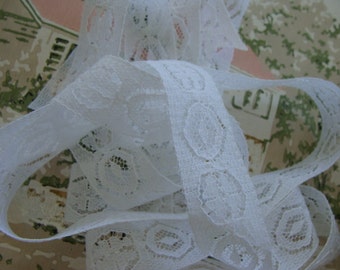 2 Yards Vintage French White Soft and Delicate Netted Lace Yardage