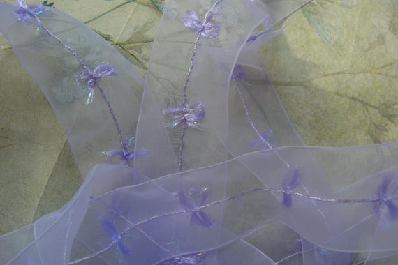 Scrumptious Sheer Lilac Delicate wired Ribbon Lace Yardage