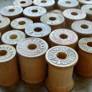 6 Beautiful Antique  Wooden Thread Spools great for Wedding Tables or Wheels on altered assemblage