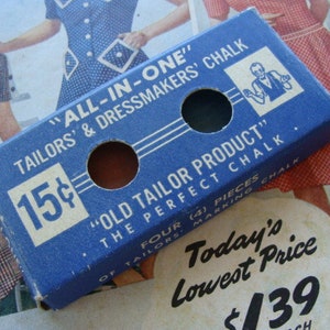 Antique Original 15 cent Box with Dress Maker Chalk for Tailors
