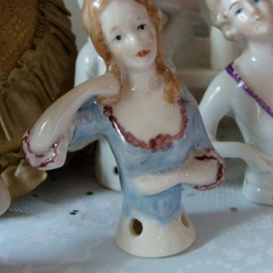 Antique Porcelain Stunning Pin Cushion half Doll