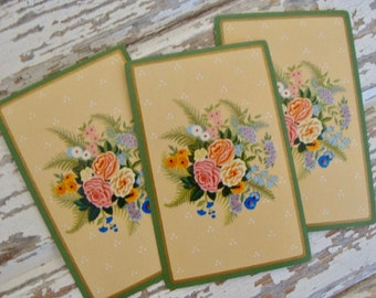 Pretty Vintage Roses With White Dots and Green Border playing cards for Altered Art