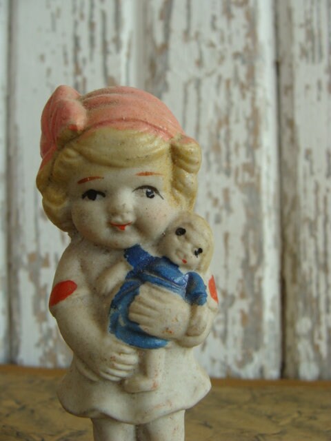 Old Bisque doll Betty Boop, Kewpie, Flapper antique doll, big eye doll,  Dollhouse size, All bisque, made in Japan, Christmas gift for mom