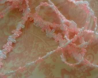 Vintage French Silk Pink Chenille Rococo Ribbon Trim