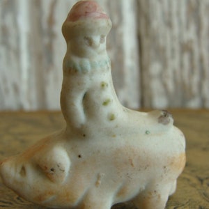 Antique Japan Bisque Doll Clown on a Pig figurine early piece Artifact