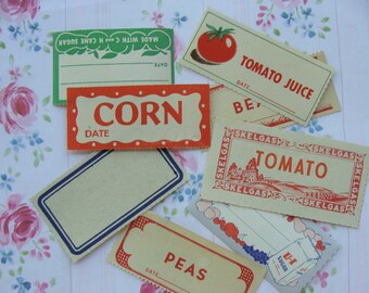 8 Different Farmhouse 1930s 1940s unused Canning Jar Mixed Dennison Gummed Labels Great for Junk or Garden Journals N024