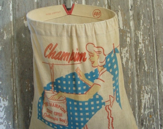 Vintage Clothes Pin Bag Laundry Room Decor Clothes Line Bag Etsy