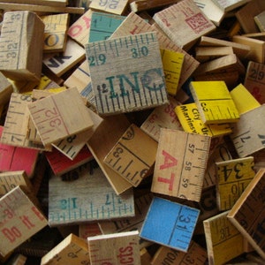 DOZEN Vintage Salvage Wooden Yardsticks cut pcs for Jewelry and Assemblage