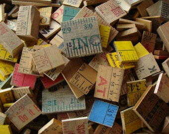 DOZEN Vintage Salvage Wooden Yardsticks cut pcs for Jewelry and Assemblage