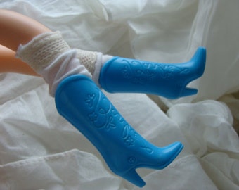 Blue Vintage Doll Boots fit Blythe, Barbie and Pullip