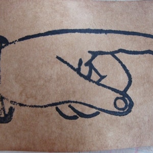 Hand Dyed and Hand Stamped Large Finger Pointing Steampunk Hang Tags Lot