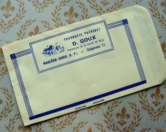 Antique Medical French Paris Pharmacy Pill Bag Envelope Ephemera