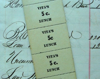 Antique 1930s Lunch Tickets Unused Ephemera Lot