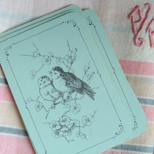 Antique French Small Blue Beautiful Bird Cards for Altered Art