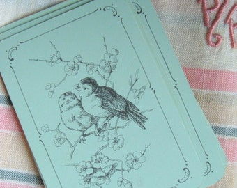 Antique French Small Blue Beautiful Bird Cards for Altered Art
