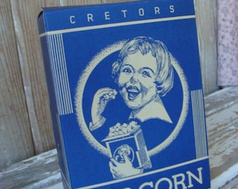 Rare Vintage  Unused Popcorn Box Theater Room Den Farmhouse Decor