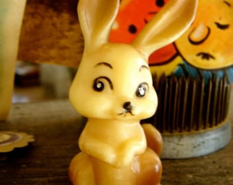 One Vintage Kitsch Adorable Big Eyed Celluloid  Bunny Rabbit