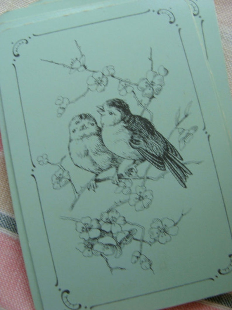 Antique French Small Blue Beautiful Bird Cards for Altered Art image 3