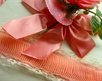 Scrumptious Victorian Cream and Peach Blush Vintage Wedding Lace