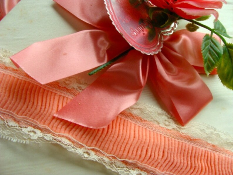 Scrumptious Victorian Cream and Peach Blush Vintage Wedding Lace image 1