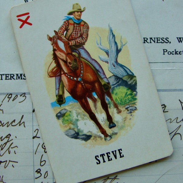 Rare Vintage Cowboy Flash Card