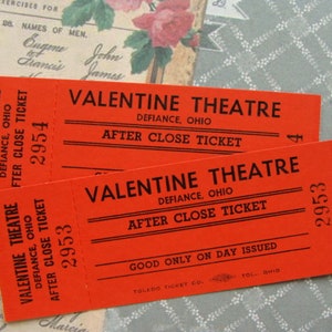 Vintage Valentine Theatre nAntique Tickets Light Cardboard Mint Condition image 4