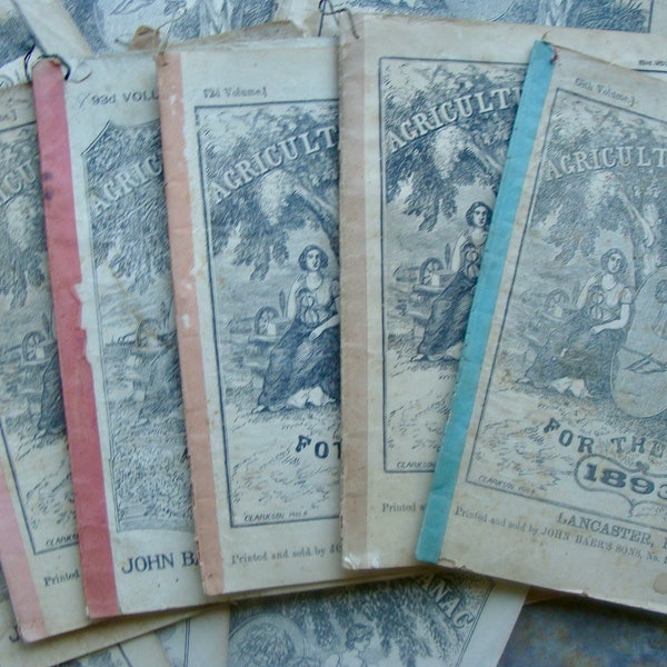 One late 1800s to early 1900s  Rare Agricultural Almanac 10 cent to 12 cent Volumes  wonderful for Journal supplies
