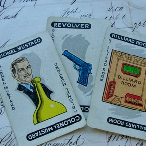 3 Steampunk Antique Rare Game Cards Always Colonel Mustard with the Revolver in the Billard Room