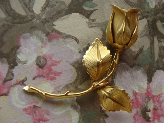 Gorgeous Vintage Rose Flower Brooch Designer Giov… - image 1