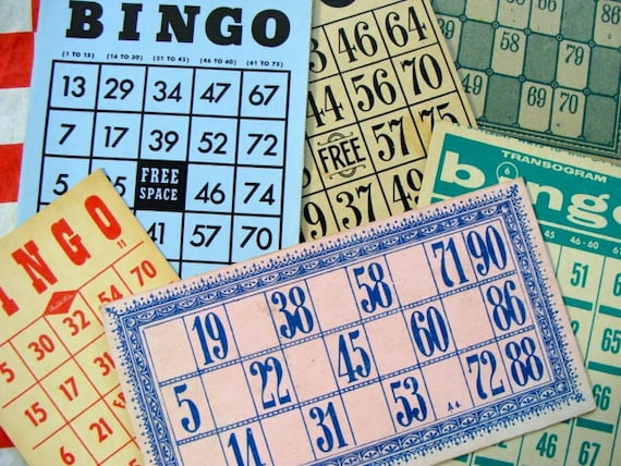 Antique French Lotto Cardboard Bingo Collection Pcs for Altered