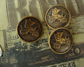 3 Metal Engraved Shank Buttons Great for Altered Road Trip and Junk Journals