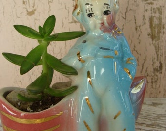 1940s Vintage Antique Kitsch Adorable Bellhop Hand painted Planter/Vase