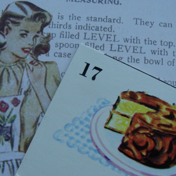 Vintage 1960s Cake Numbered Cardboard Flash Card Kitsch Decor Dick and Jane Type