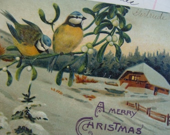 Outstanding 1909 German Embossed Christmas Post Card Handwritten