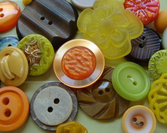 2 Dozen Antique Vintage Mixed Buttons Fall Harvest Button Jewelry Lot N0764