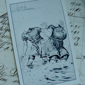 Antique Unused 1935 Headless Creepy Edwardian Gothic Postcard Steampunk