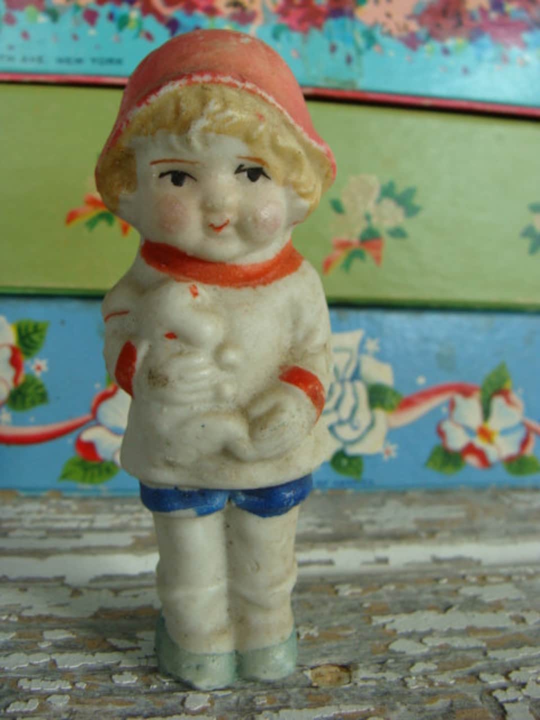 1900s Occupied Japan Bisque Penny Doll Holding Her Bunny Etsy