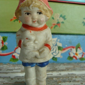 Vintage Bisque Doll Miniature Boy in Top Hat Japan