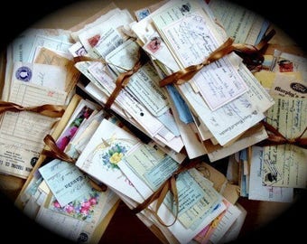 Antique Ephemera Handwritten Letters Ledgers Bill heads antique checks Old Receipts  Misc. Bundle