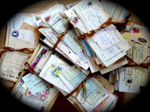 Antique Ephemera Handwritten Letters Ledgers Bill heads antique checks Old Receipts  Misc. Bundle