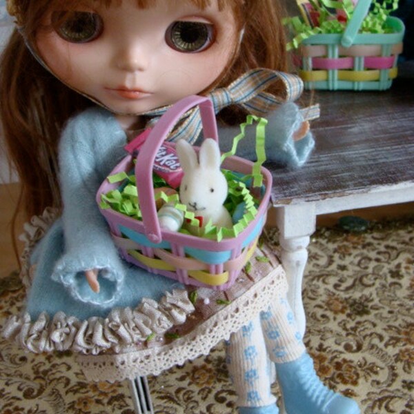 Vintage Easter Kitsch 1:6 Scale Easter Basket Perfect for Blythe 6PC