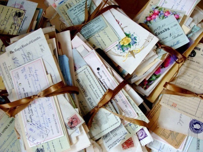 Antique Ephemera Handwritten Letters Ledgers Bill heads antique checks Old Receipts Misc. Bundle image 4