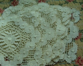 3 Antique Lace Appliques Embroidered Lace Bridal Inserts Wonderful for Slow Stitch Journals